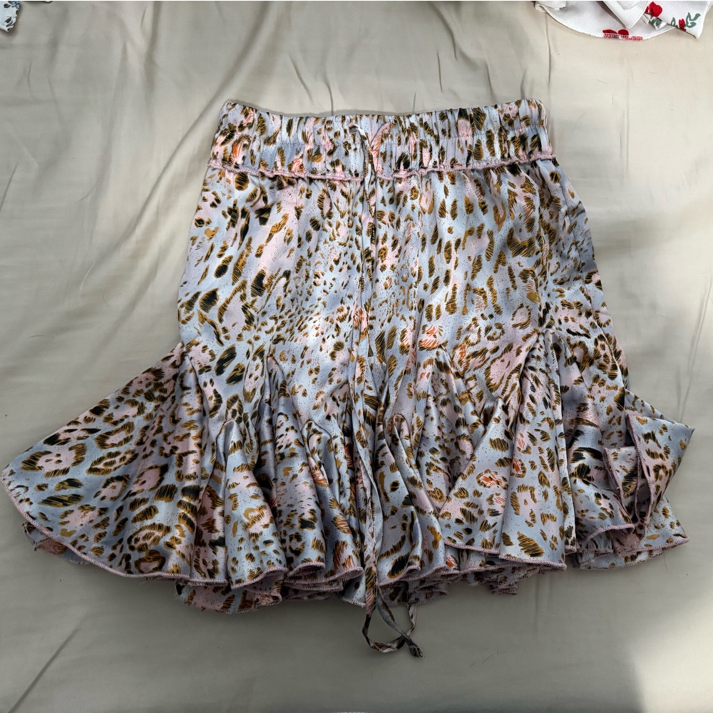 Selfie Leslie Leopard Print Skirt - Pink and Brown